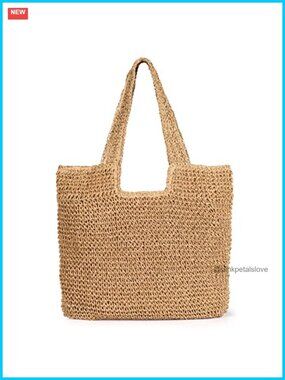 Handmade Straw Woven Hobo Tote Bag Beach Summer Shoulder Bag Large Capacity